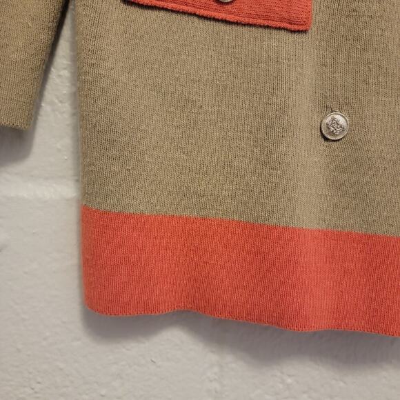 Code. M Cardigan Sweater Size Large Women's Tan Orange Button Up 370 - Picture 8 of 13